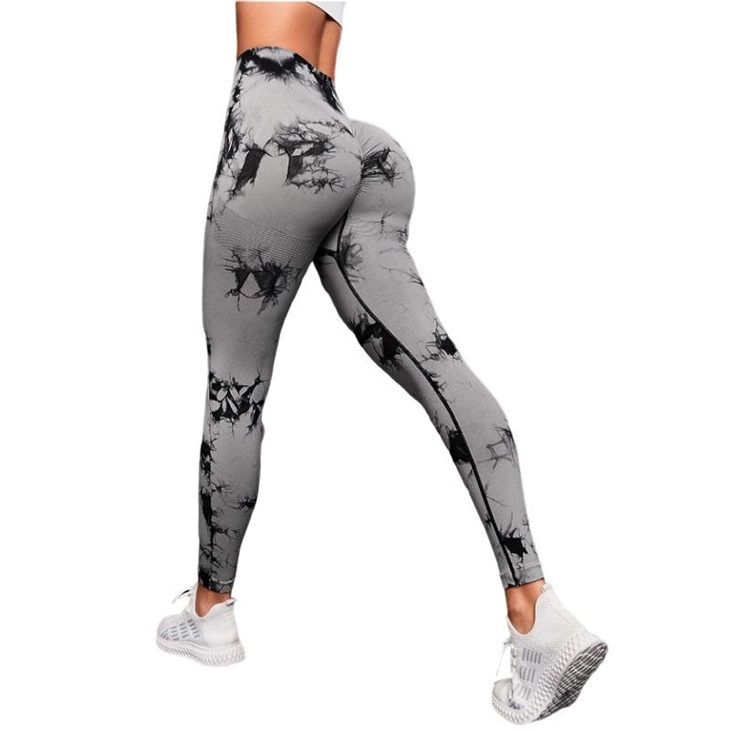 Schnelltrocknende, nahtlose Yogahose mit Batikmuster – Hüfthebende und elastische Fitnesshose