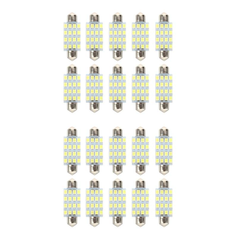 20 PCS 16 Torpedo Car Bulb LED SMD 3528 42 Mm - White