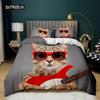 Cartoon Cat Duvet Cover Set Cute Cat Head Room Decor Bedding Set Colorful Pet Twin Double Queen King Size Polyester Qulit Cover