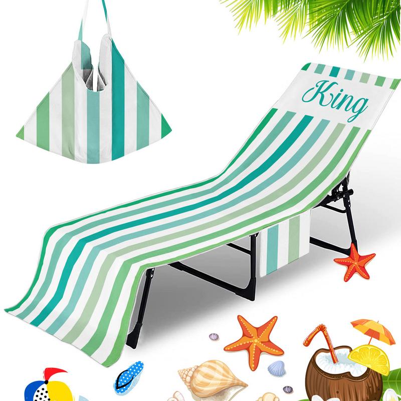 1pz Coprisedia da Spiaggia a Righe con Tasche Laterali Portaoggetti Asciugamano per Sdraio da Piscina Coperture per Lettino Solare adatte per Sedia da Spiaggia