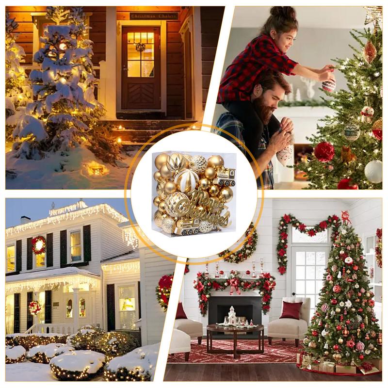 65Pcs Christmas Ball Decorations Shatterproof Balls Halloween Tree Decorations Decorative Ornaments Tree Wreath