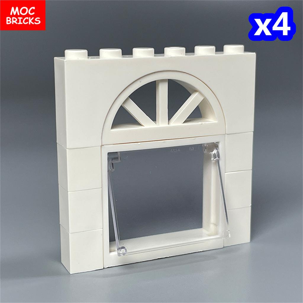 Non-Toxic Moc Bricks Window Fence Arch White Winter Snow Horse Figure City Architectural Church Accessories Children Christmas Toys