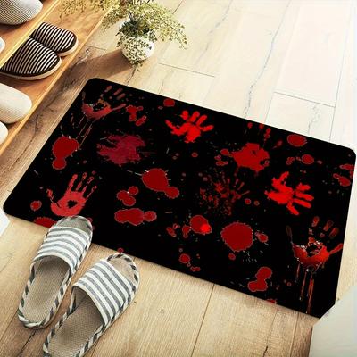 Halloween Bloody Handprints Non-Slip Floor Mat - Indoor and Outdoor Absorbent Foot Mat Suitable for Home Decoration,Durable