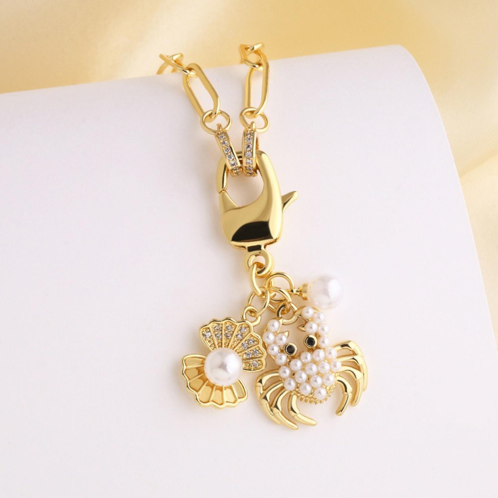 

Acrylic Imitation Pearl Pendant Charm Necklace 18K Gold Plated Brass Paperclip Link Chain Women s Ocean Jewelry Gift 45cm long
