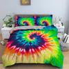 Three-Piece 3D Digital Printing Rainbow Color Striped Quilt Set Three-Piece Bedding