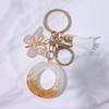 Chic White Tassel Letter Keychain with Resin Epoxy Pendant - Stylish Ornament for Bags