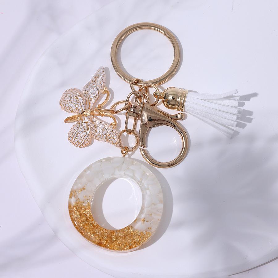 Chic White Tassel Letter Keychain with Resin Epoxy Pendant - Stylish Ornament for Bags