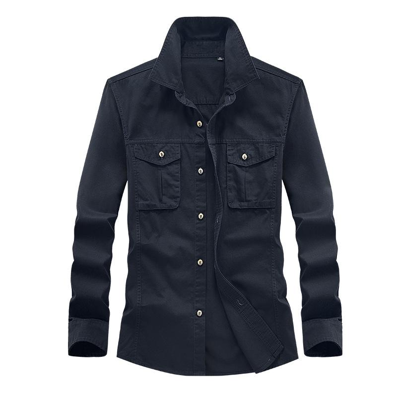 Odzież robocza Koszula Płaszcz Męska Wiosna i Jesień Casualowa Kurtka Koszulowa Kardigan Chłopcy i Nastolatkowie Jednolity Kolor