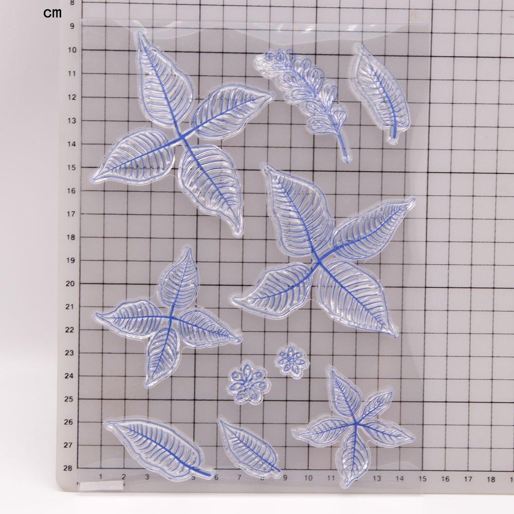 Transparente transparente Silikon-Stempel mit Blätterzweig, für Siegel, DIY, Scrapbooking, Fotoalbum, Dekor, Kunst, Gartenpflanze