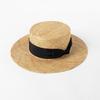 Spring and summer new fashion two-color webbing bow treasure grass wide brim flat top hat outdoor shopping sun protection straw hat