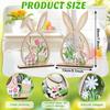 2Pcs Flower Easter Bunny Ornament Farmhouse Rustic Bunny Desktop Decorative  Spring Festival