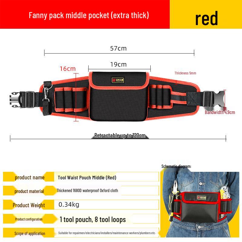 Portable Electrician Tool Belt: Sturdy, Multifunctional Waist Pouch for Construction Site Storage