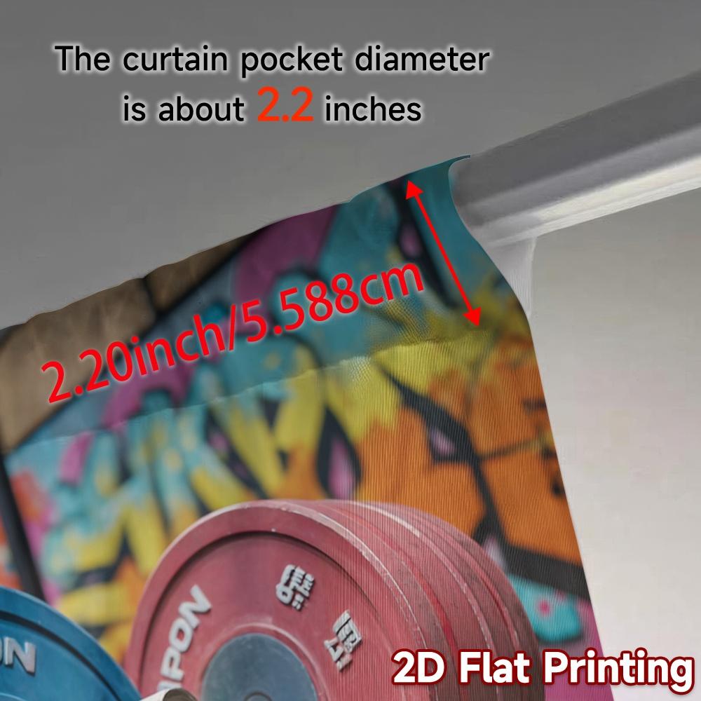2pcs, 2D FLAT PRINTING Curtains (Without Rod) Barbell Loaded Print Chic Curtains Fabric Curtains Gifts Perfect for Translucent,