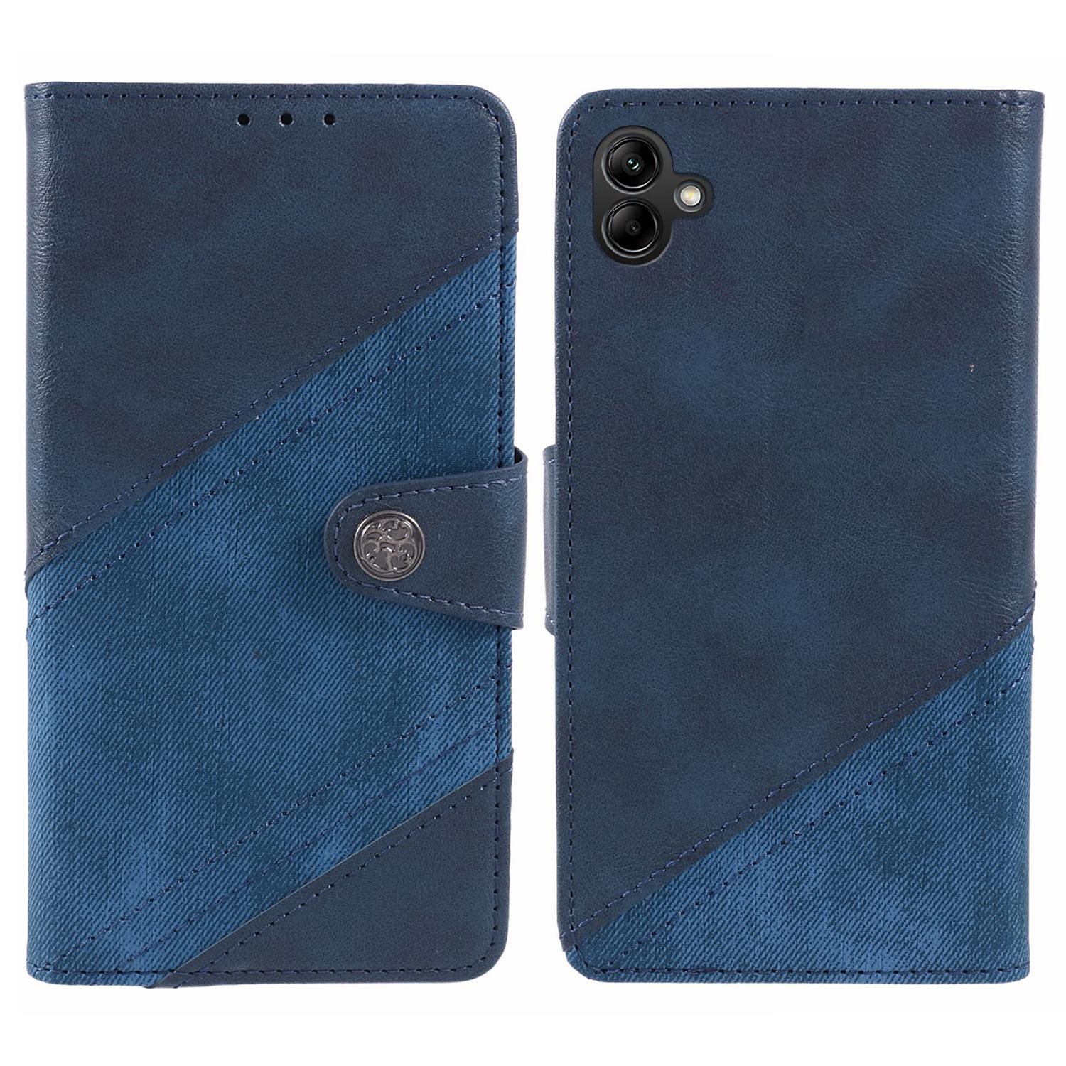 

For Samsung Galaxy A06 4G Case Wallet Leather Phone Cover Crazy Horse Texture+Jeans Cloth Texture Dark Blue