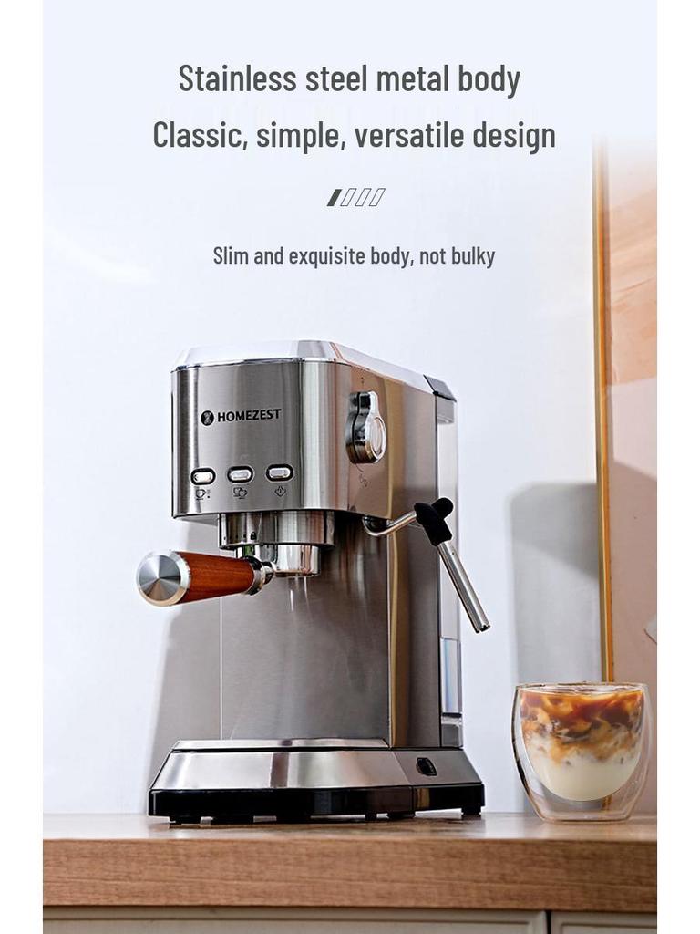 Cross Semi-Automatic Italian Espresso Machine with 19-Bar Pressure and Milk Frother for Home or Office Use