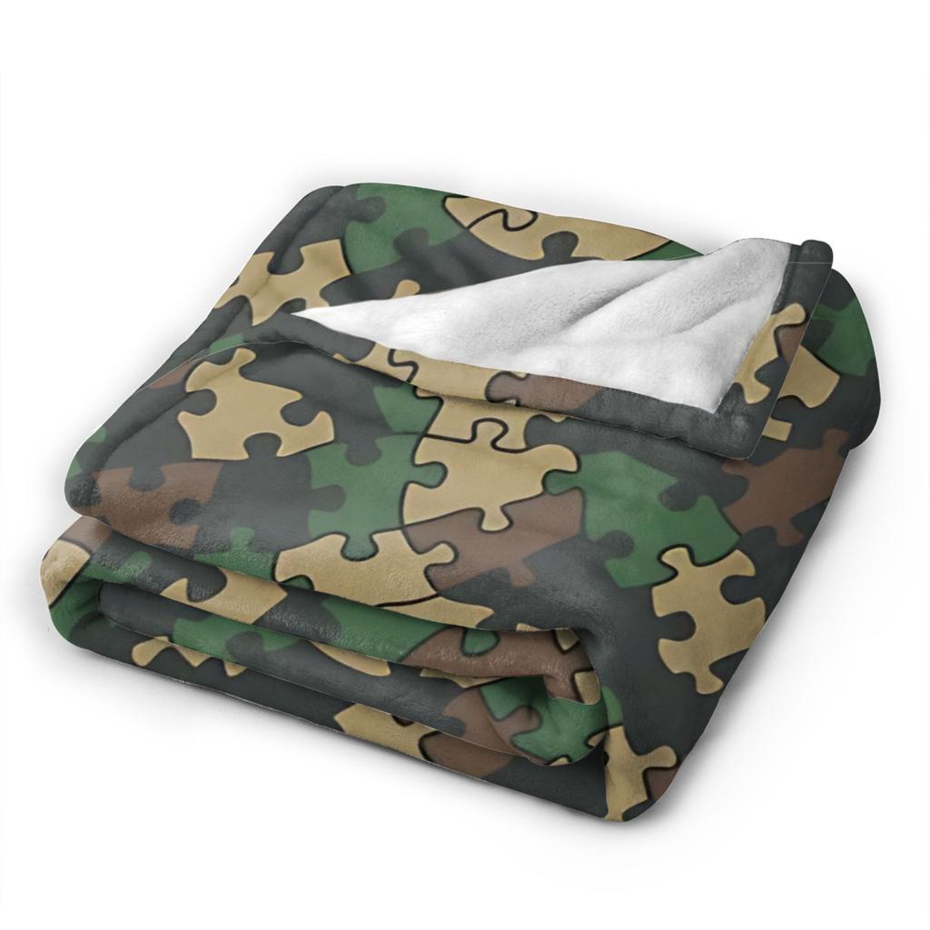 Puzzle Camouflage Pattern Flannel blanket Winter Soft Warm Throw blanket for Boy Girl Bedroom Print Bedspread Sofa Bed Cover