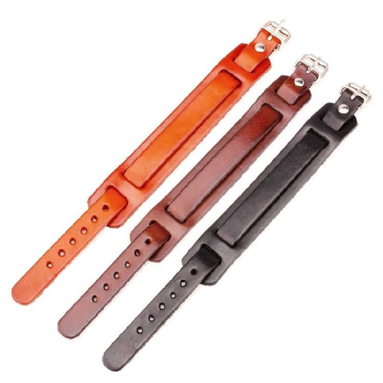 Modern Punk Leather Wristband Double Layer Wrist Strap Adjustable Closure Bracelet Wristler Jewelry
