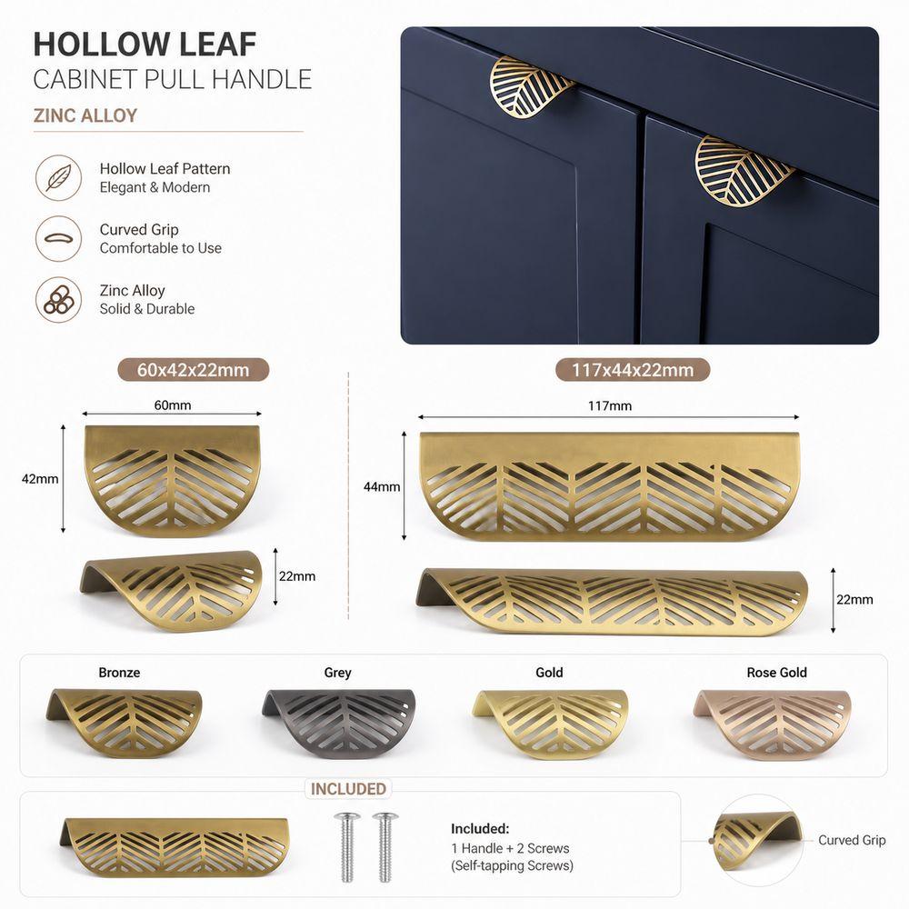 Hollow Leaf Pattern Drawer Pull Handle Zinc Alloy Cupboard Door Handle Furniture Hardware
