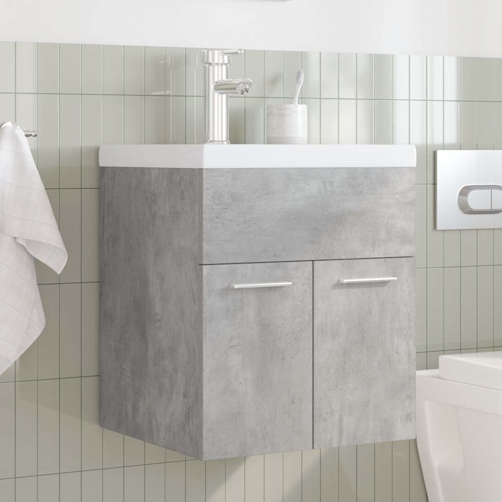 Bathroom Vanity Unit with Built in Basin and Faucet Concrete Grey