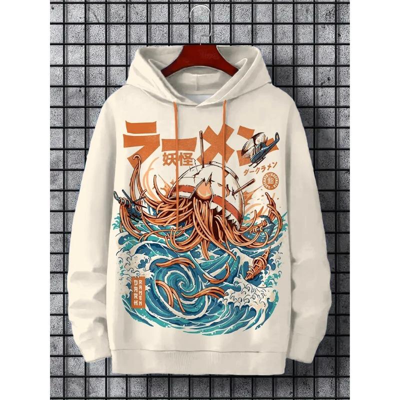 Fun Japanese Harajuku Fashion Men's Hoodie Casual Y2k Hoodie Men's Autumn and Winter Anime Beast Pattern Sports Hoodie