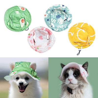 Puppy Sunbonnet Supplies Bucket Hat with Ear Holes Strap Outdoor Hat Headwear Outdoor Fisherman Hat Photo Props