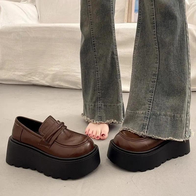 

Модные туфли Мэри Джейн на платформе, женские, в японском стиле лолита, на среднем каблуке, с круглым носком, лоферы, женские туфли-лодочки, готические, лето 2025, молодежные 35