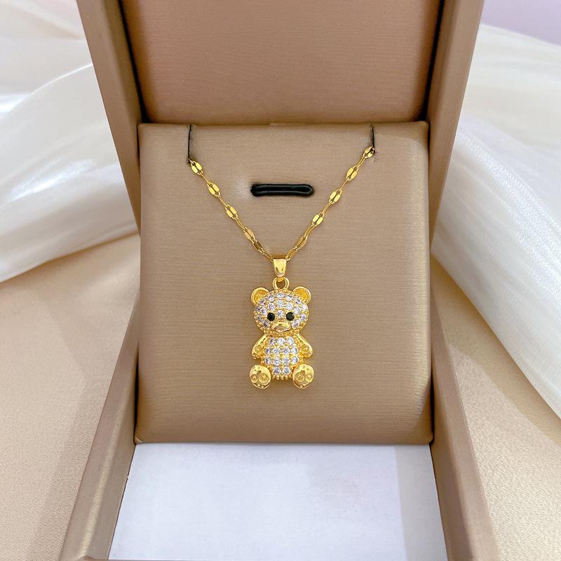 Women's Exquisite Clavicle Necklace with Titanium Steel, Copper, and Gold-Plated Micro-Inlays