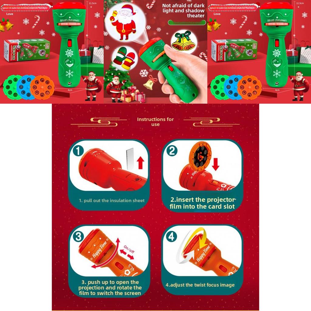 Lampe de poche Projecteur de Jouets de Noël pour Enfants avec Lumière LED et Développement Visuel