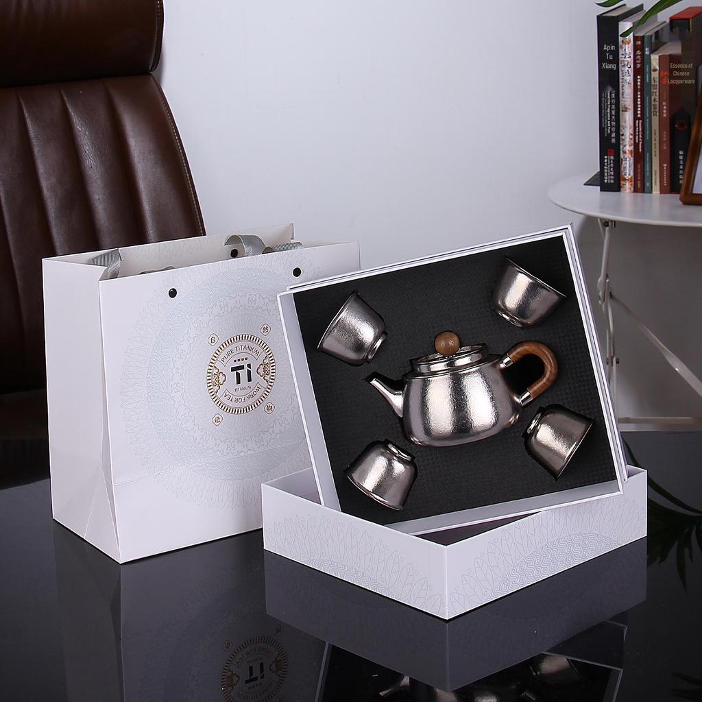 Luxury Pure Titanium Kung Fu Tea Set with High-End Teapot & Gift Box
