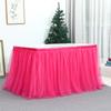 Rectangle Table Skirt Cover 3 Meters Birthday Dessert Table Party Table Skirt Cloth Elastic Mesh Pleated Wedding