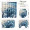 Airplane City View Shower Curtain Set - 3 Soft Bath Mats, Polyester Woven, Customizable Decoration, Ideal Gift For Home/Hotel