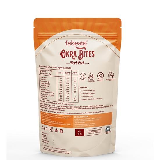 Fabeato Peri Peri Okra Chips |Vacuum Fried |Gluten Free | Vegan Friendly Snack | Trans Free | Vegetable Chips – (Pack of 3 X 30g)