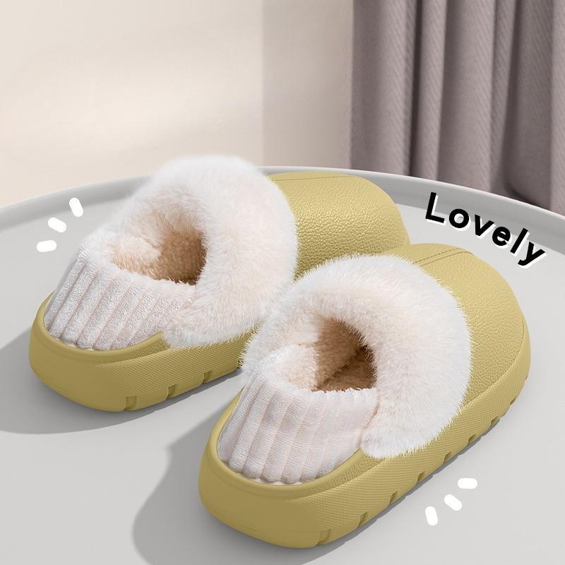 Waterproof Slippers, Anti-slip, Warm, Thick-soled Bags with Heels, and Fluffy Cotton Shoes for Outerwear