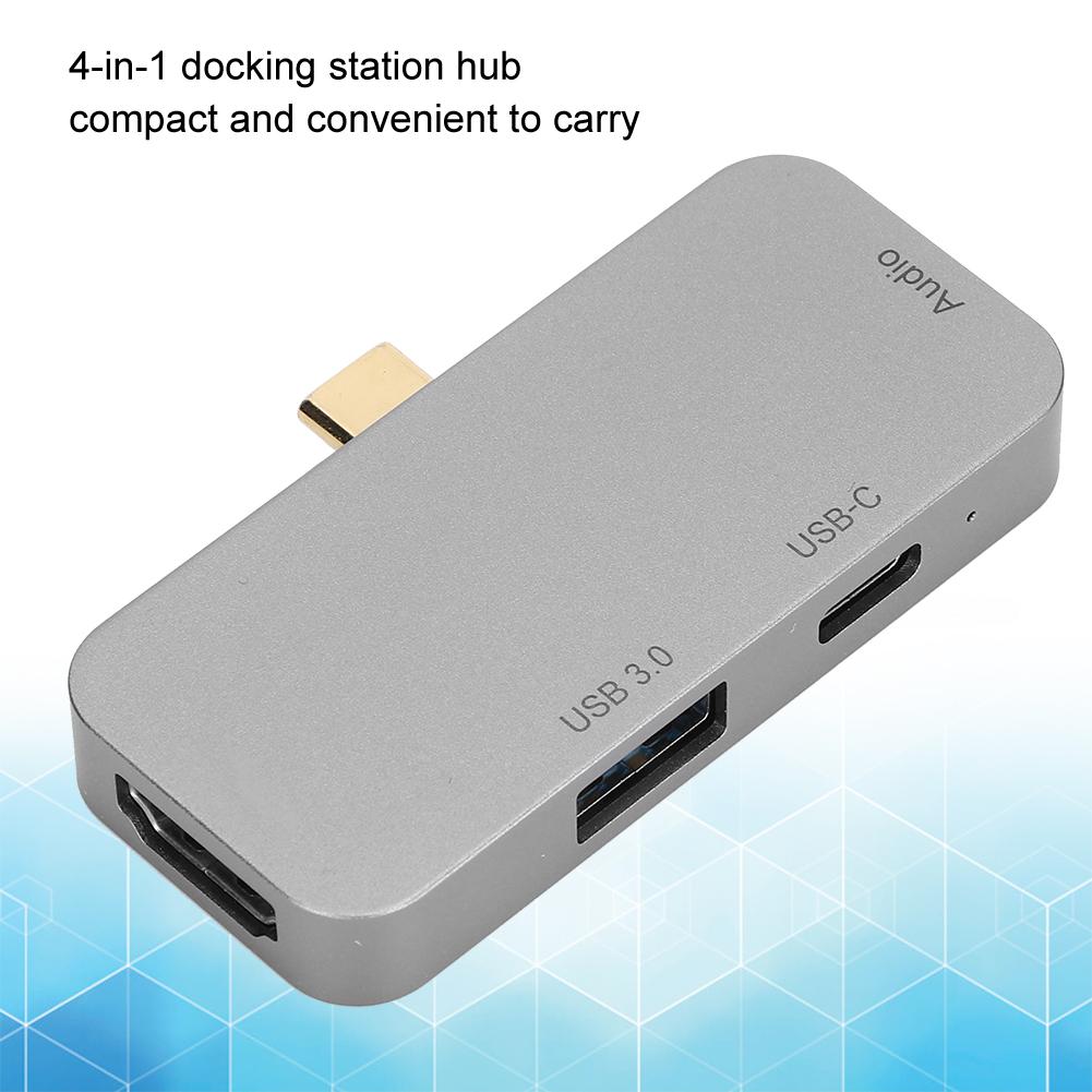 4 In 1 USB C Hub Gray Multi Functional Expansion Dock Type C To HDMI Connector 60W PD(Gray )