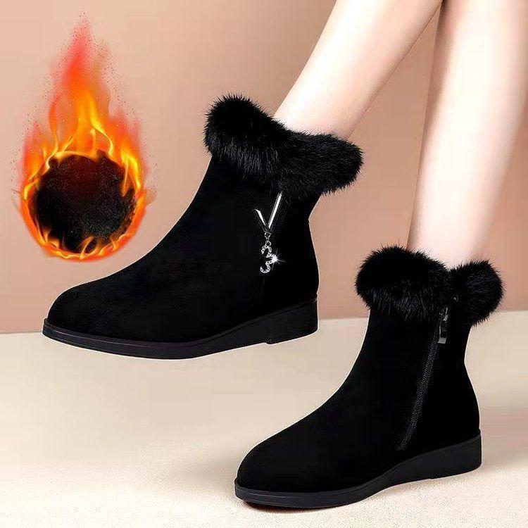 Blana de iepure Pantofi calduri din bumbac Cizme de zăpadă de toamnă și iarnă Cizme din bumbac mama îngroșate