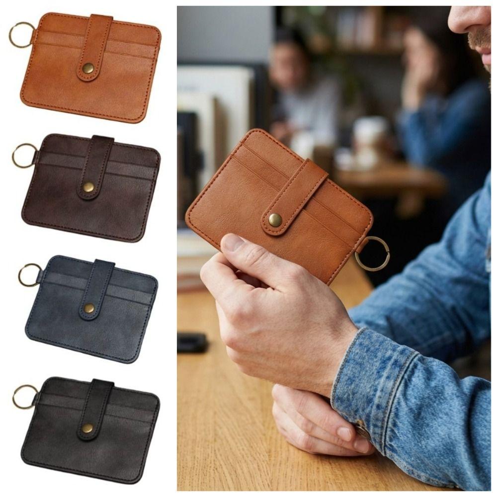 Fashion Waterproof Credit Card Bag Portable Hasp Closure Mini Coin Pocket Solid Color Wear-resistant Men's Wallet Daily Use