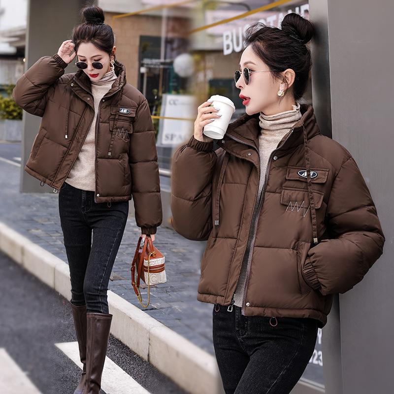 2025 Short Down Cotton Jacket Loose New Padded Jacket Women's Fashion Korean Version Winter Thickened Hooded Cotton Jacket Women's Bread