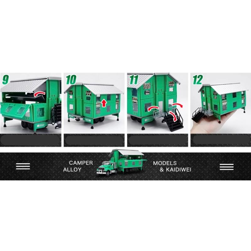 1/50 Alloy Luxury RV Recreational Vehicle Car Model Metal Camper Van Motorhome Double Deck Touring Travel Car Model Children Toy Gift