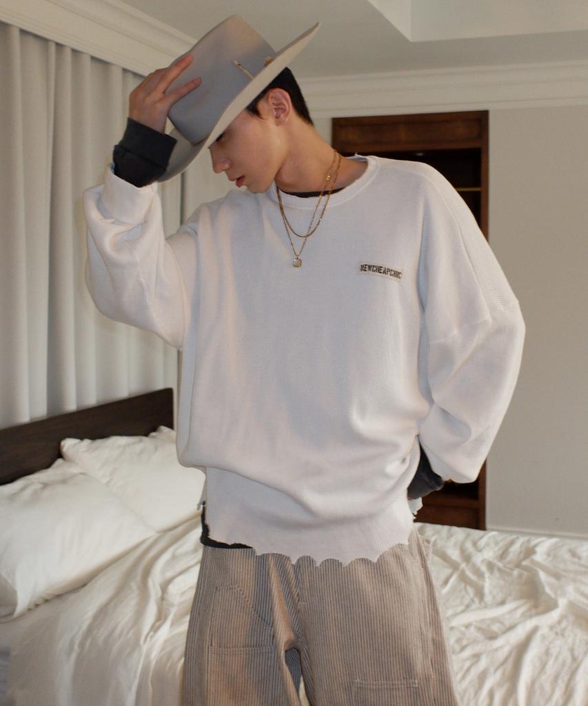 New Chief Chic D.P. Shabby Waffle Long Sleeve (White)
