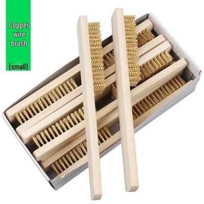 Langstielige Kupferdrahtbürste mit Holzgriff zum Entfernen von Rost und Reinigen - Ideal für BBQ- und Eisenoberflächen