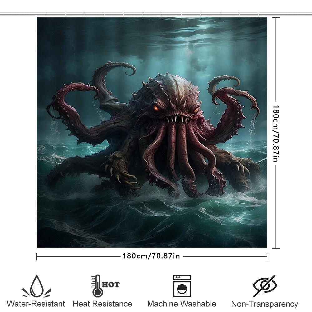 Einzigartige Oktopus-Badematte Duschvorhang Wasserdicht Dekorative Badezimmeraccessoires Dunkelviolett Cthulhu Tentakel Künstlerischer Druck Ho