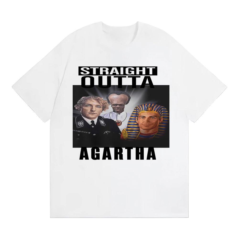 Straight Outta Agartha Funny Meme Printed T Shirt Men Women Clothing Cotton Fashion Hot Sale Tshirt Oversized Tshirt Streetwear