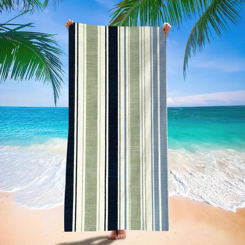 Vintage Casual Minimalist Striped Texture Print Beach Towel Sand Free Quick Dry Towel for Beach Pool Camping Daily