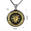 Viking Style Men's Pendant Necklace With Tree Of Life Dragon Compass In Antique Stainless Steel