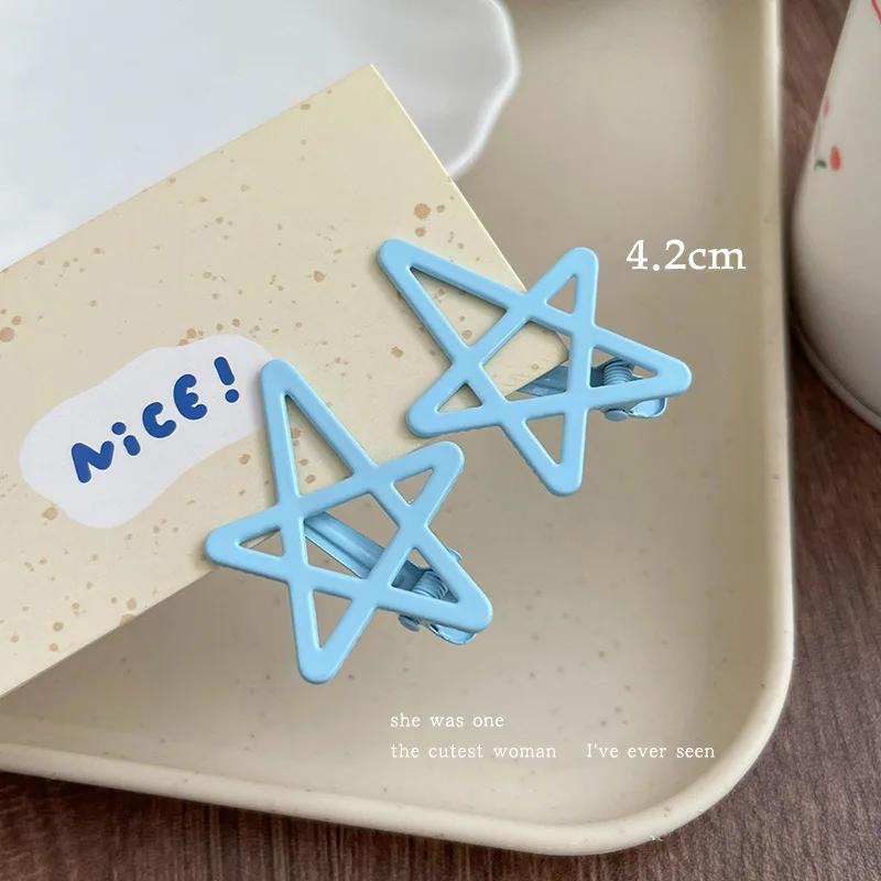 2pcs Candy Color Metal Star Hair Side Clips Hairpins Girls Sweet Colorful Barrettes for Baby Cute Children Styling Accessories