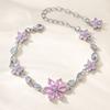 Luxury Pink Cubic Zirconia Chain Fashion Shiny Rhinestone Bangle  For Women