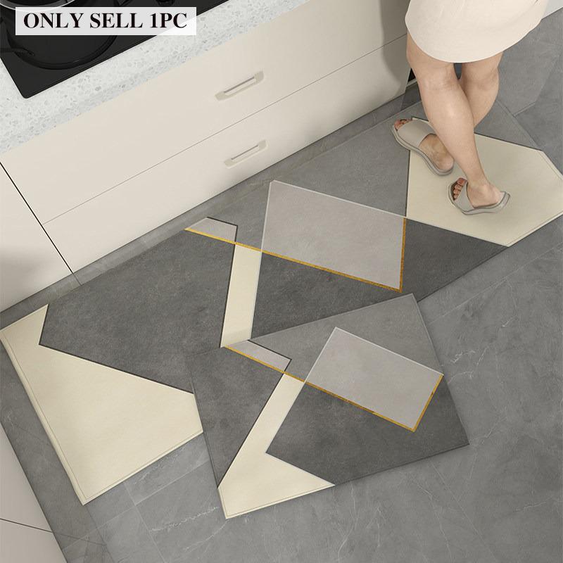 Kitchen Carpet PVC Waterproof Leather Floor Mat Minimalist Geometric Pattern Rug Long Size Home Decor Rugs Alfombra De Cocina