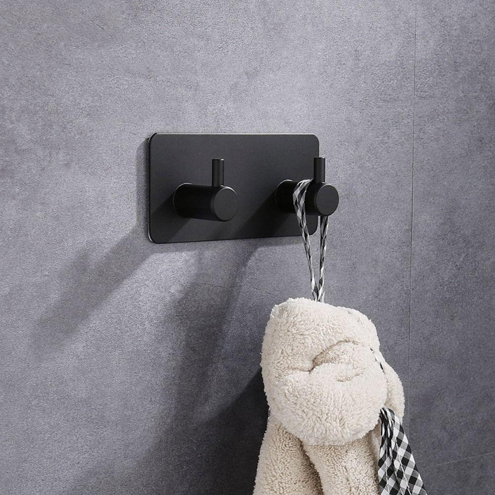 3M Sticker Adhesive Stainless Steel Wall Hook Black Towel Holder Multi-Purpose Coat Hooks Kitchen