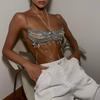 Women's Glass Crystal Beads Body Jewelry Multi Layered Chest Chain Bralette For Music Festival And Photoshoot Costumes