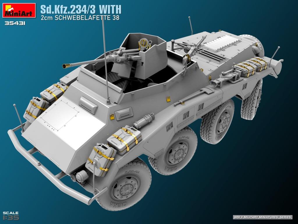 MiniArt With 2cm Schweberafet 38 Plastic Model Kit MA35431 1/35 Sd.Kfz.234/3 (Combat Vehicle)